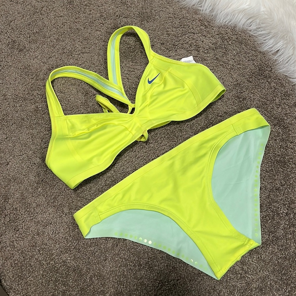 Brand New Highlighter Yellow Two Piece Nike Swimsuit